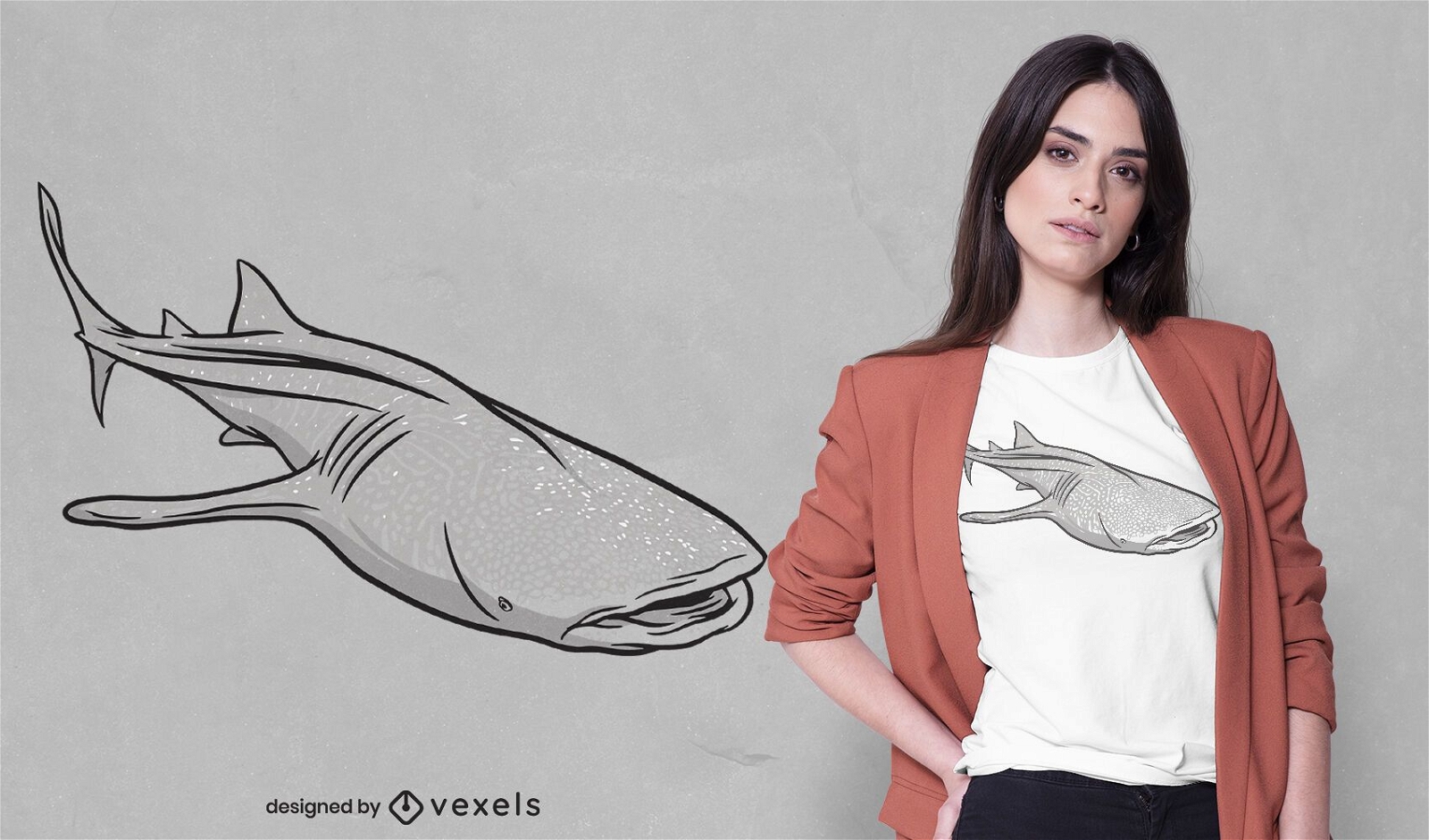 Diseño de camiseta de tiburón ballena