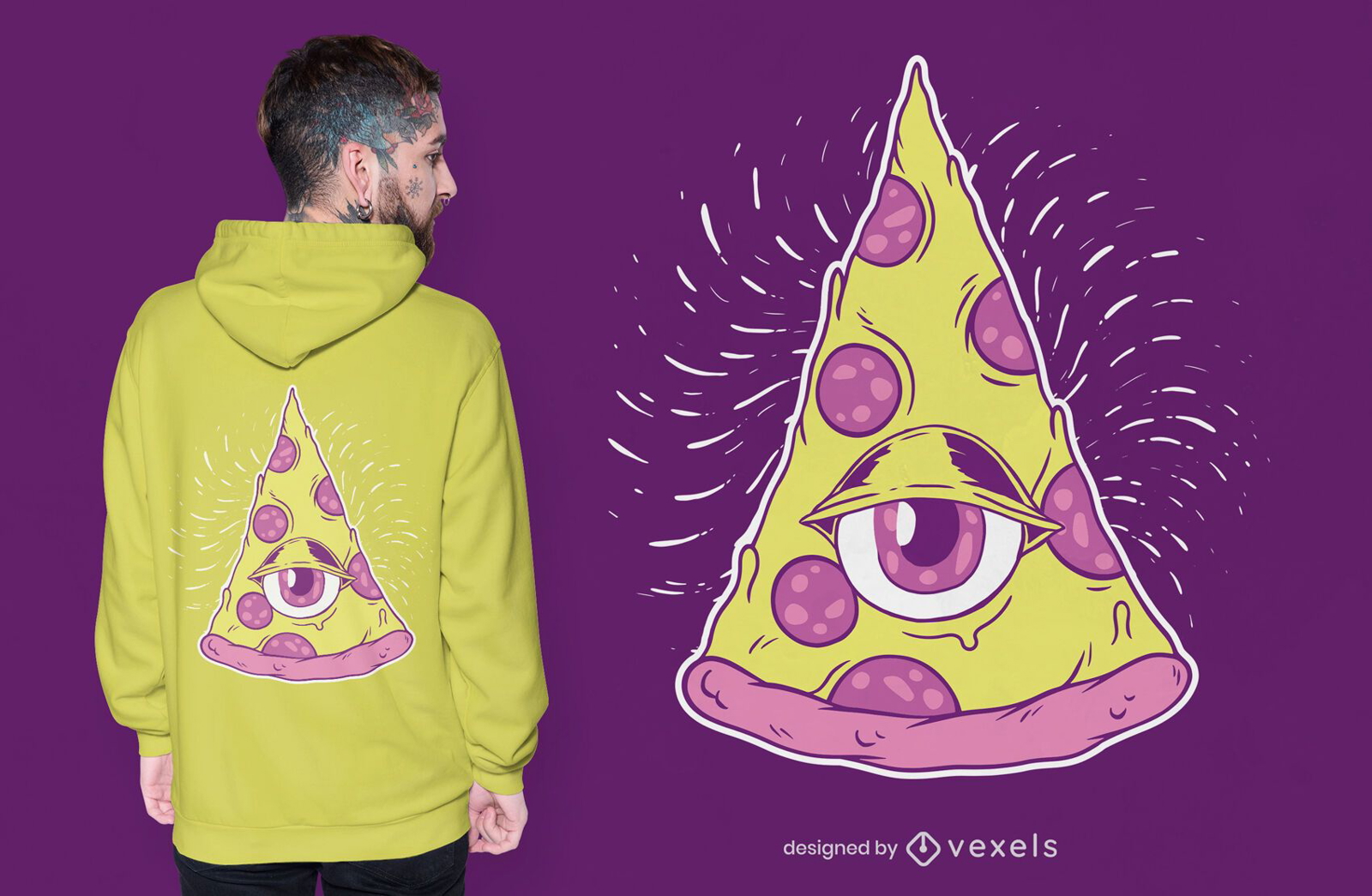 Diseño de camiseta de pizza Illuminati.