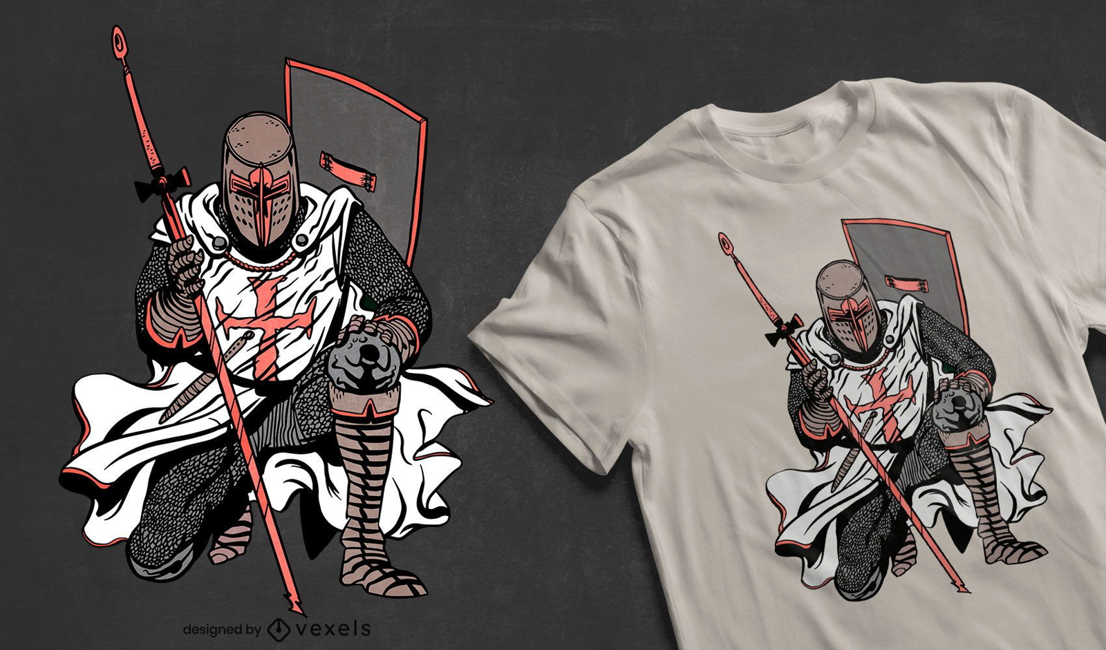 Crusader knight t-shirt design