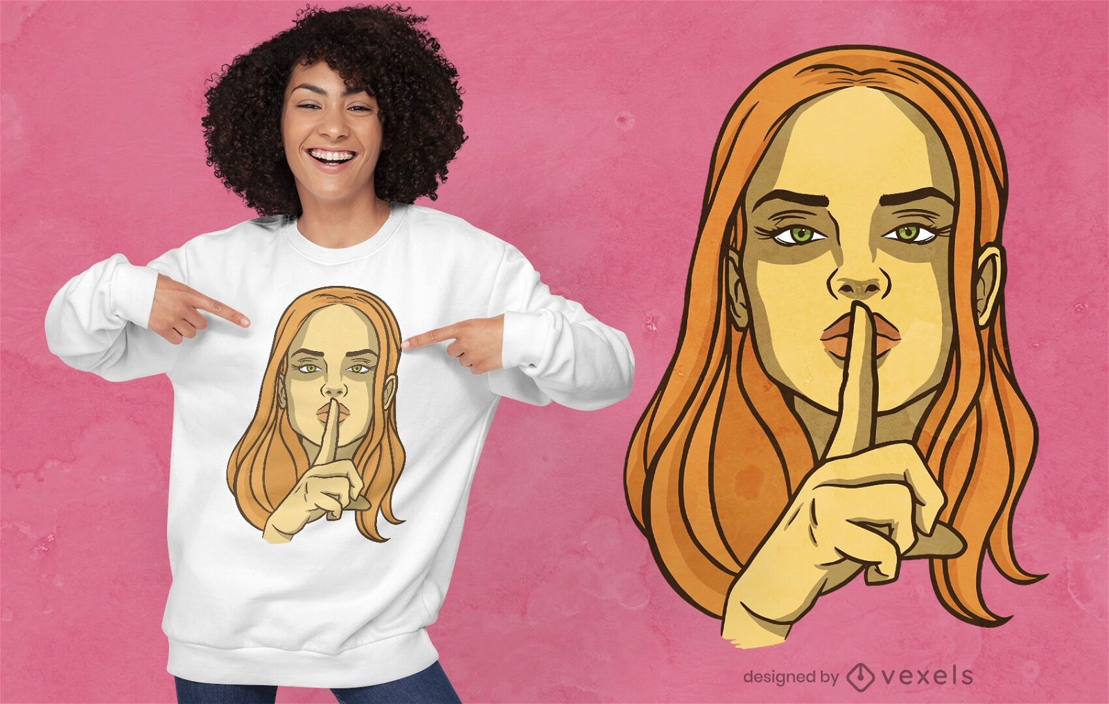 Frau, die T-Shirt Design zum Schweigen bringt