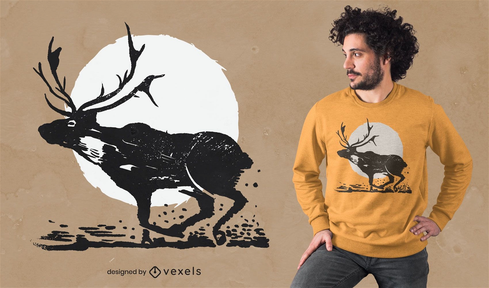 Design de t-shirt de lua de renas