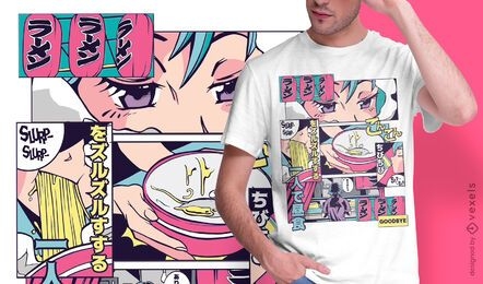 Diseño de camiseta de anime Ramen shop