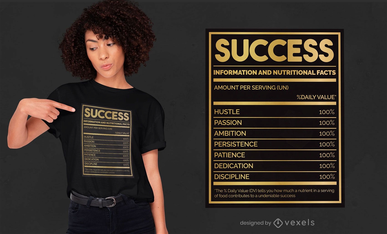 Design de t-shirt de fatos nutricionais de sucesso