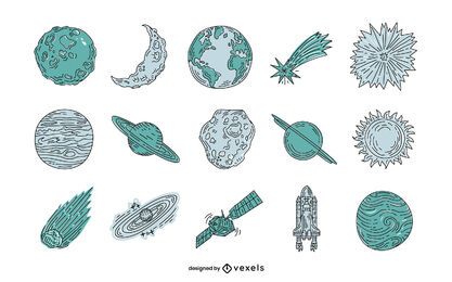 Elementos de espaço desenhados à mão Elementos de espaço desenhados à mão