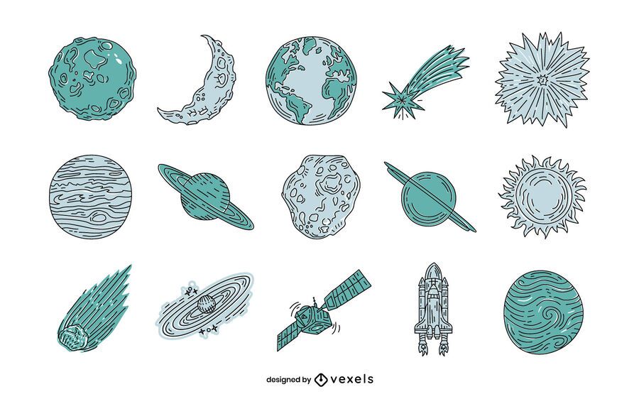 Hand-drawn space elements Hand-drawn space elements