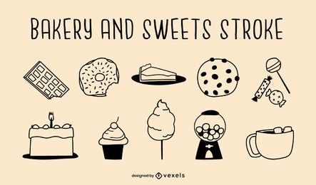 Bakery and sweets stroke set