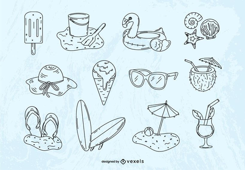 Summer hand-drawn elements set Summer hand-drawn elements set