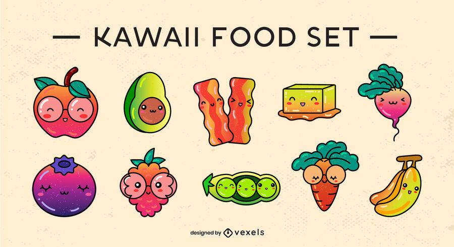 Kawaii food gradient set Kawaii food gradient set
