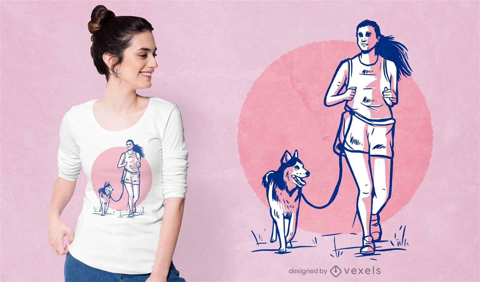Woman and dog t-shirt design