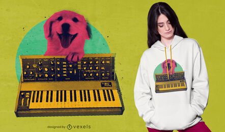 Diseño de camiseta de perro jugando teclado Diseño de camiseta de perro jugando teclado