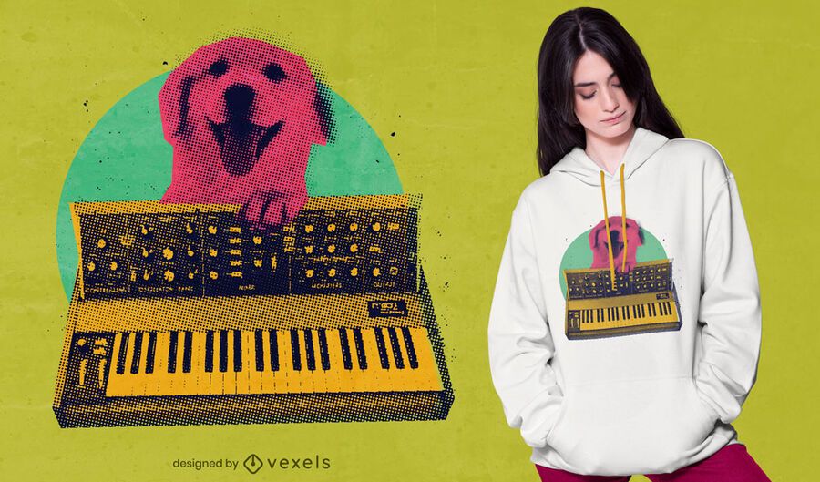 Diseño de camiseta de perro jugando teclado Diseño de camiseta de perro jugando teclado