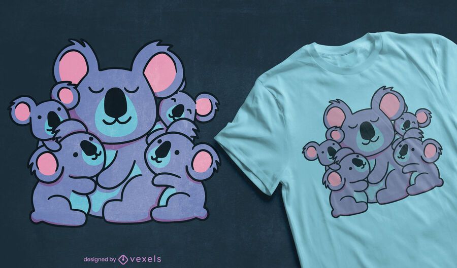 Niedlicher Koala-Familien-T-Shirt-Entwurf Niedlicher Koala-Familien-T-Shirt-Entwurf