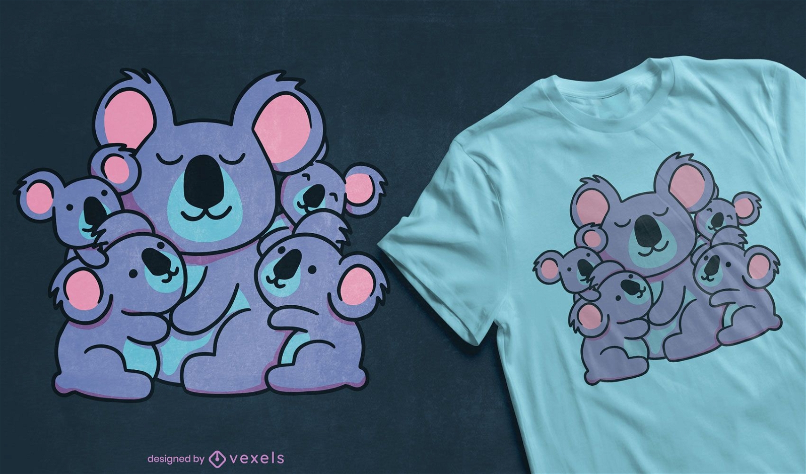 Niedlicher Koala-Familien-T-Shirt-Entwurf
