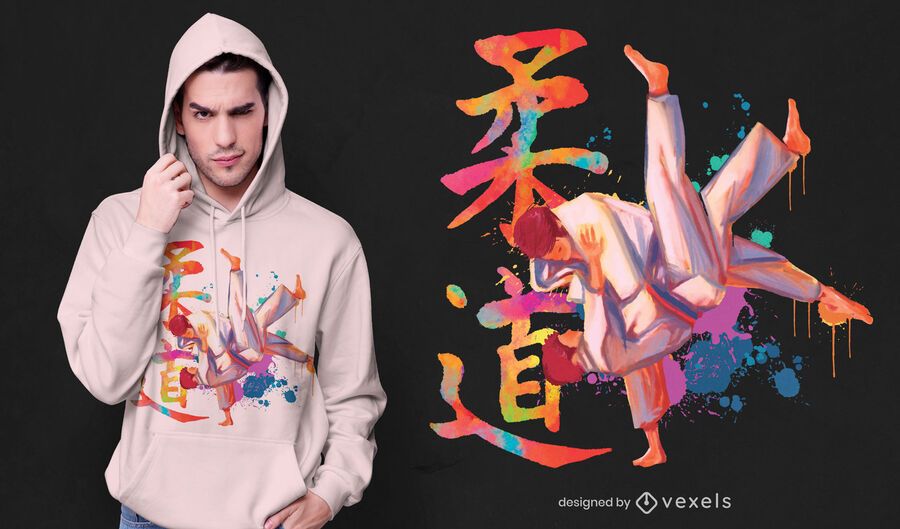 Judo Aquarell T-Shirt Design Judo Aquarell T-Shirt Design