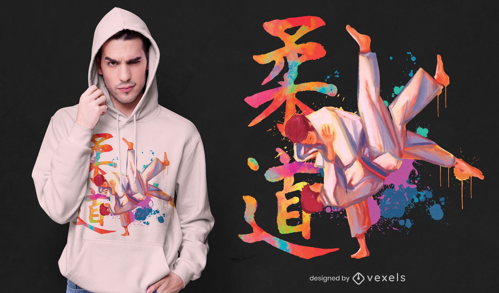 Judo watercolor t-shirt design