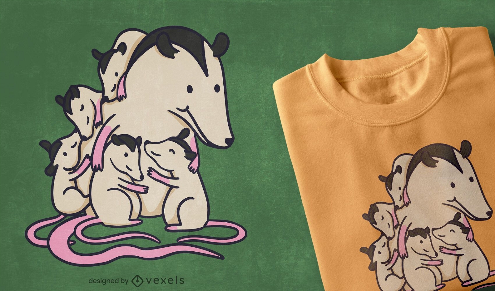 T-Shirt-Design der Opossum-Familie
