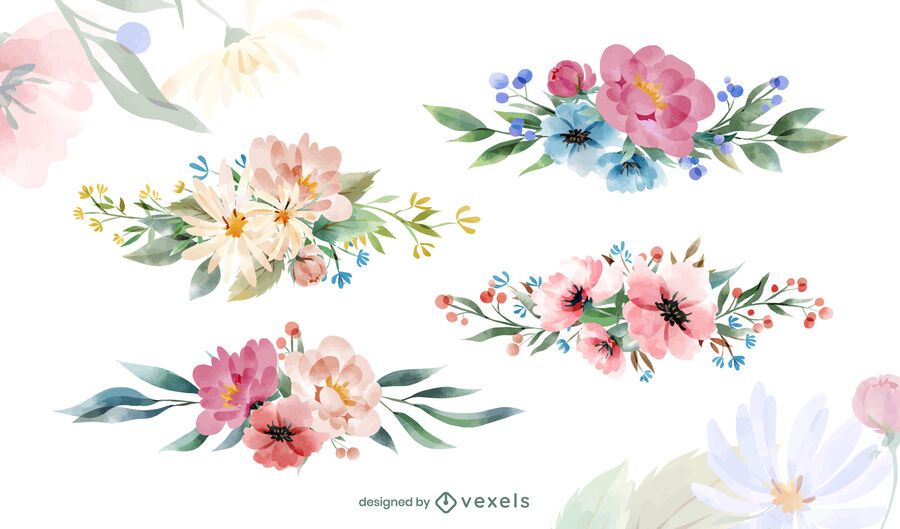Flower arrangement watercolor set Flower arrangement watercolor set