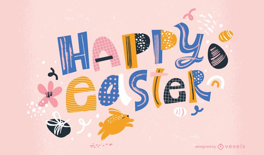 Happy easter retro lettering Happy easter retro lettering