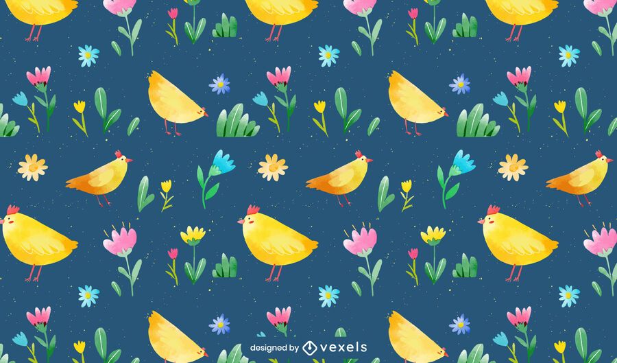 Watercolor chickens pattern design Watercolor chickens pattern design