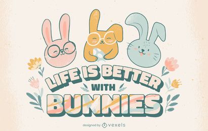 Life with bunnies lettering Life with bunnies lettering