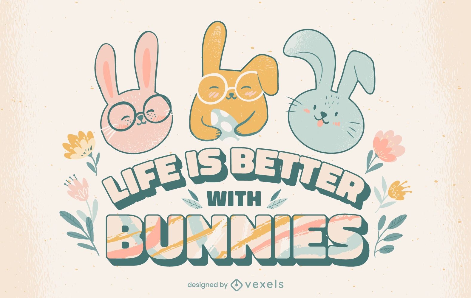 Life with bunnies lettering