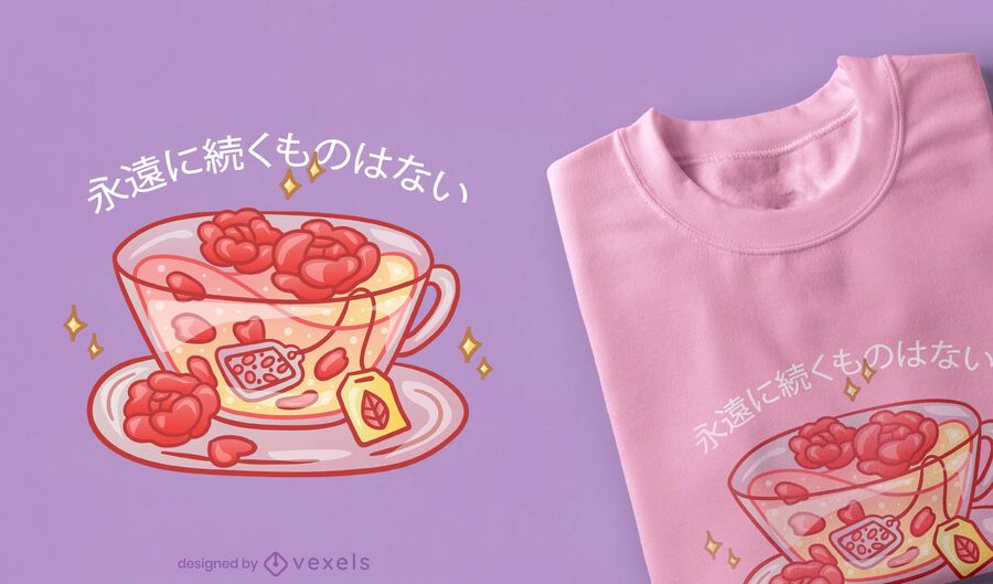 Rose tea kawaii t-shirt design Rose tea kawaii t-shirt design