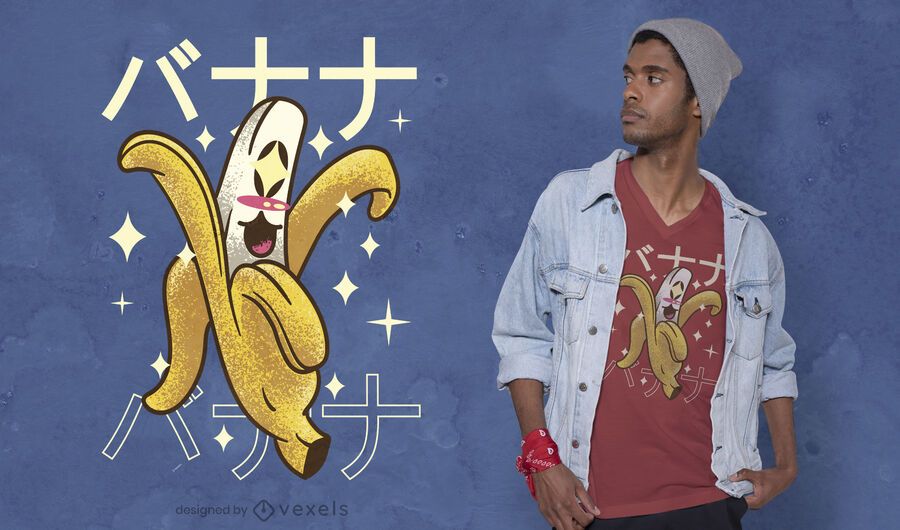 Design de t-shirt banana kawaii feliz Design de t-shirt banana kawaii feliz