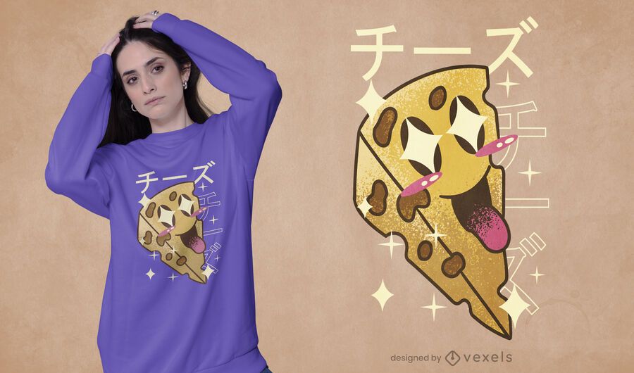 Glücklicher Käse kawaii T-Shirt Design Glücklicher Käse kawaii T-Shirt Design