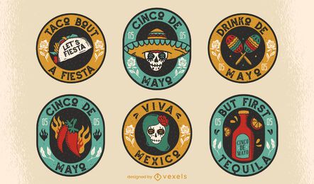 Conjunto de insignias cinco de mayo Conjunto de insignias cinco de mayo