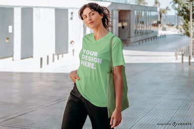 Model oversized t-shirt mockup