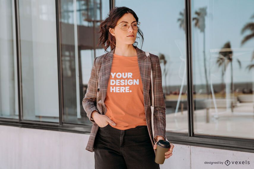 Model with blazer t-shirt mockup Model with blazer t-shirt mockup