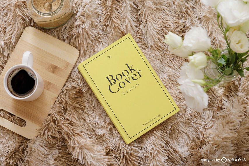Book cover rug mockup composition Book cover rug mockup composition