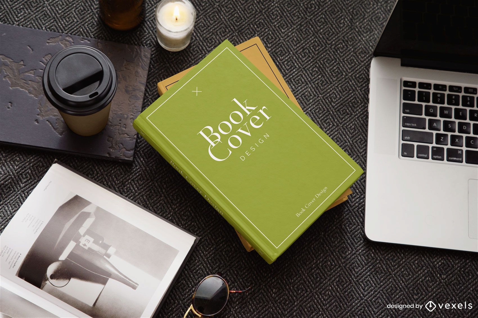 Laptop book cover mockup