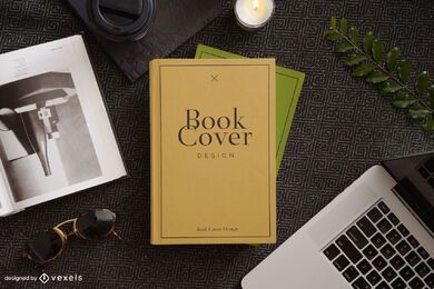 Composição de maquete de capa de livro de mesa