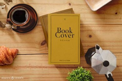 Book cover coffee time mockup