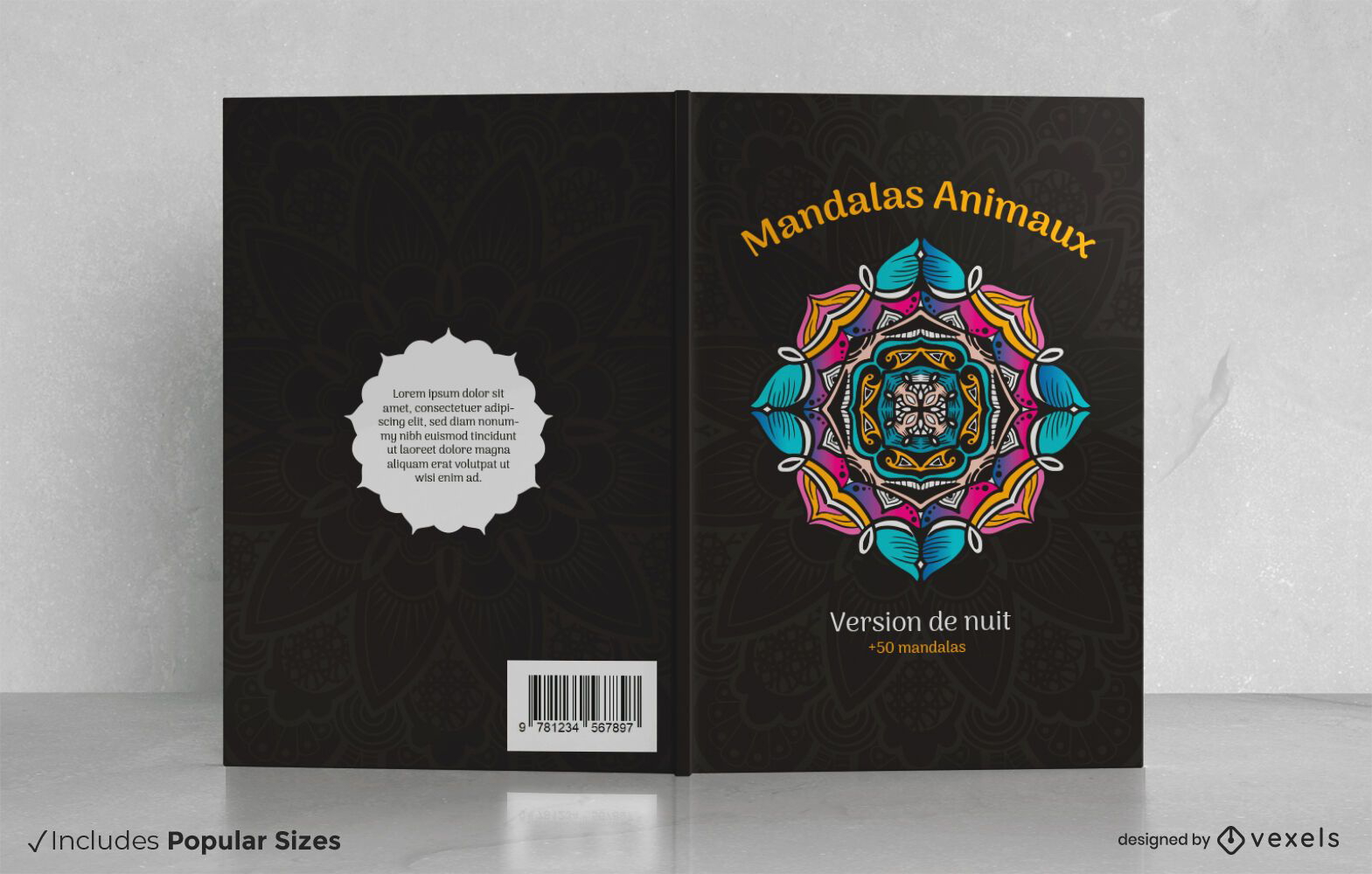 Diseño de portada de libro Mandalas animaux