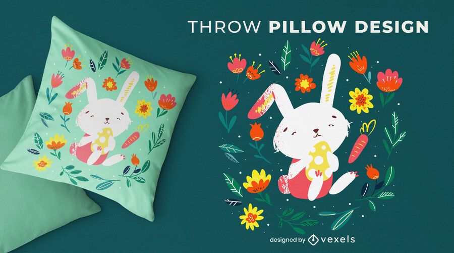 Diseño de almohada de tiro de conejito de pascua Diseño de almohada de tiro de conejito de pascua