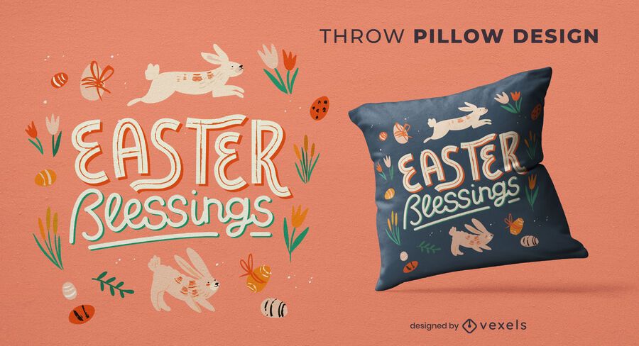 Diseño de almohada de tiro de bendiciones de Pascua Diseño de almohada de tiro de bendiciones de Pascua
