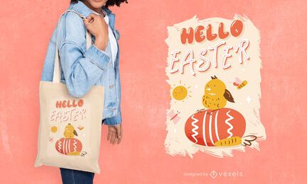 Hello easter tote bag design Hello easter tote bag design