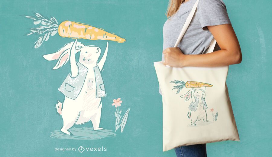Bunny with carrot tote bag design Bunny with carrot tote bag design
