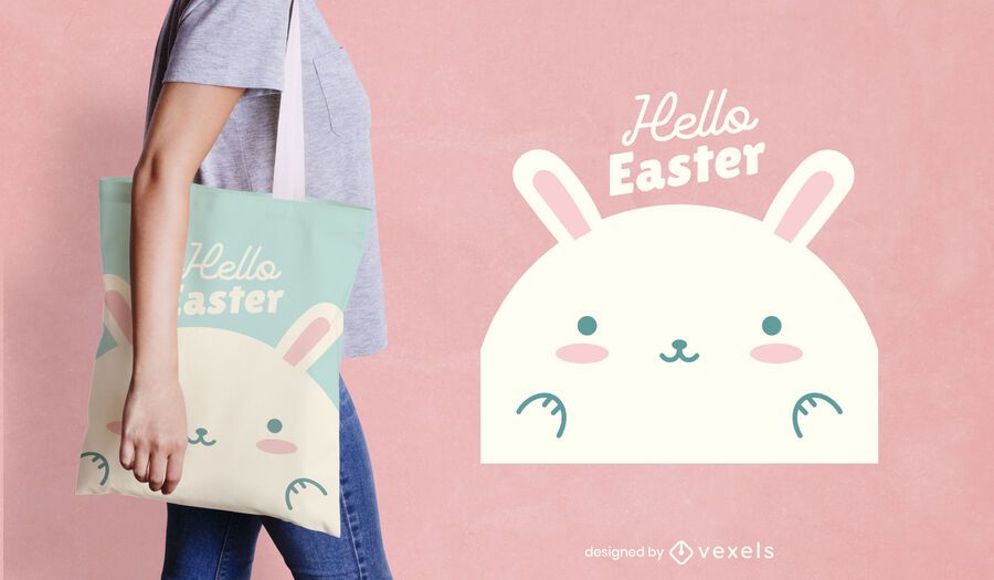 Hello easter bunny tote bag design Hello easter bunny tote bag design