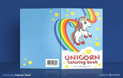 Unicorn coloring book cover design Unicorn coloring book cover design