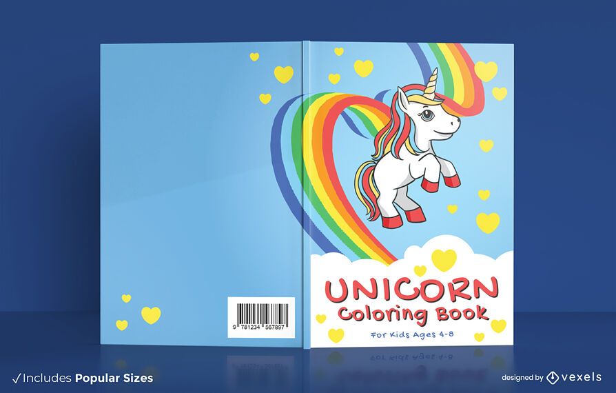 Diseño de portada de libro para colorear de unicornio Diseño de portada de libro para colorear de unicornio