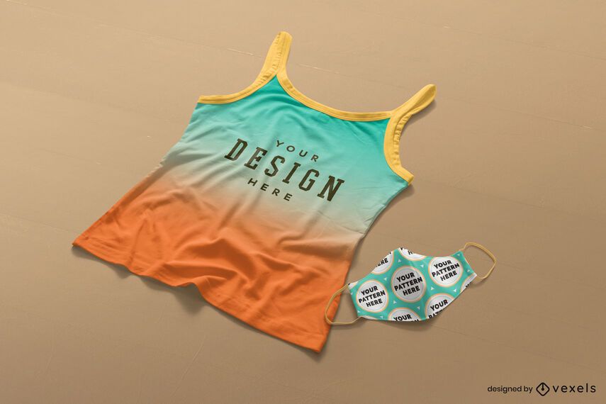 Tank top face mask mockup Tank top face mask mockup