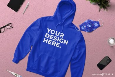 Hoodie face mask mockup composition