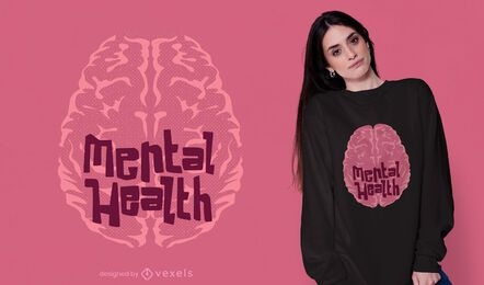 Diseño de camiseta de cerebro humano de salud mental.
