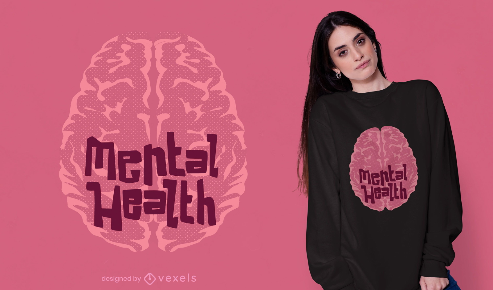 Design de camiseta de cérebro humano de saúde mental