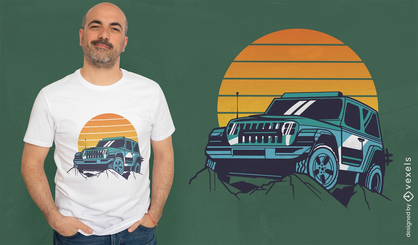 Fahren im Sonnenuntergang-T-Shirt-Design