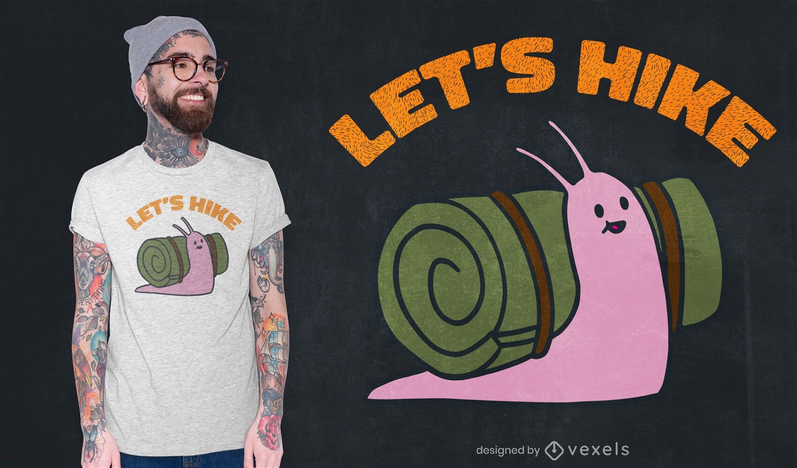 Let's hike snail t-shirt design