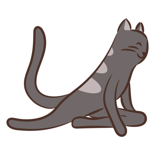 Esticando o traço de cor de personagem de gato de meditação Desenho PNG